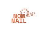 Logo with 'Mom Mail' text and a stylized postage stamp design on a transparent background.